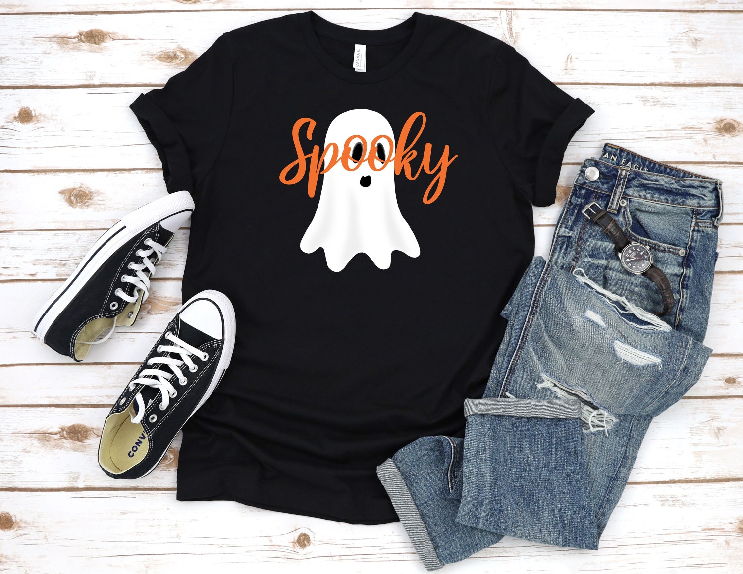 Women's Cute Spooky Halloween Shirt - Adult Ghost Costume Tee - Perfect Halloween Gift image 3