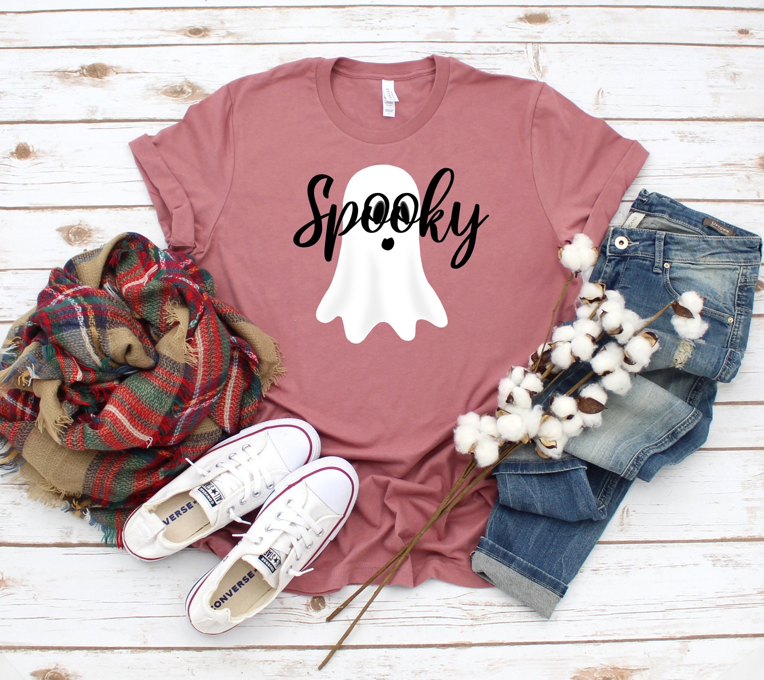 Women's Cute Spooky Halloween Shirt - Adult Ghost Costume Tee - Perfect Halloween Gift image 1