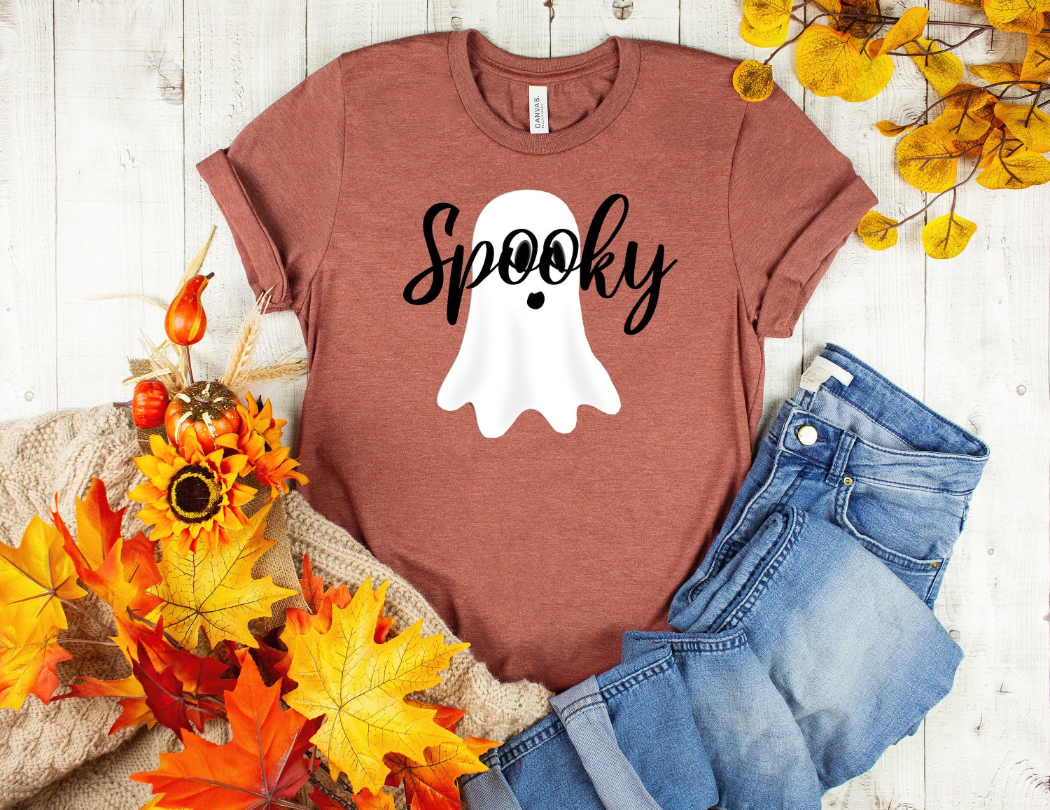 Women's Cute Spooky Halloween Shirt - Adult Ghost Costume Tee - Perfect Halloween Gift image 0
