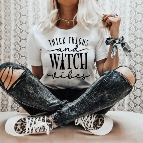 Witch Shirt for Women - Cute Halloween Costume Witch Vibes Unisex Halloween Clothing image 0