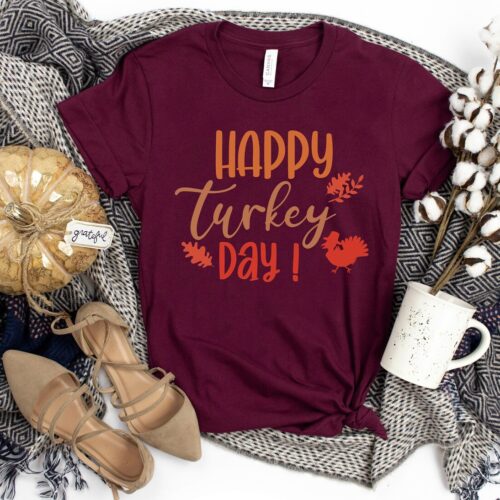 Happy Turkey Day Thanksgiving Shirt - Funny Family T-Shirts - Perfect Thanksgiving Gift image 0