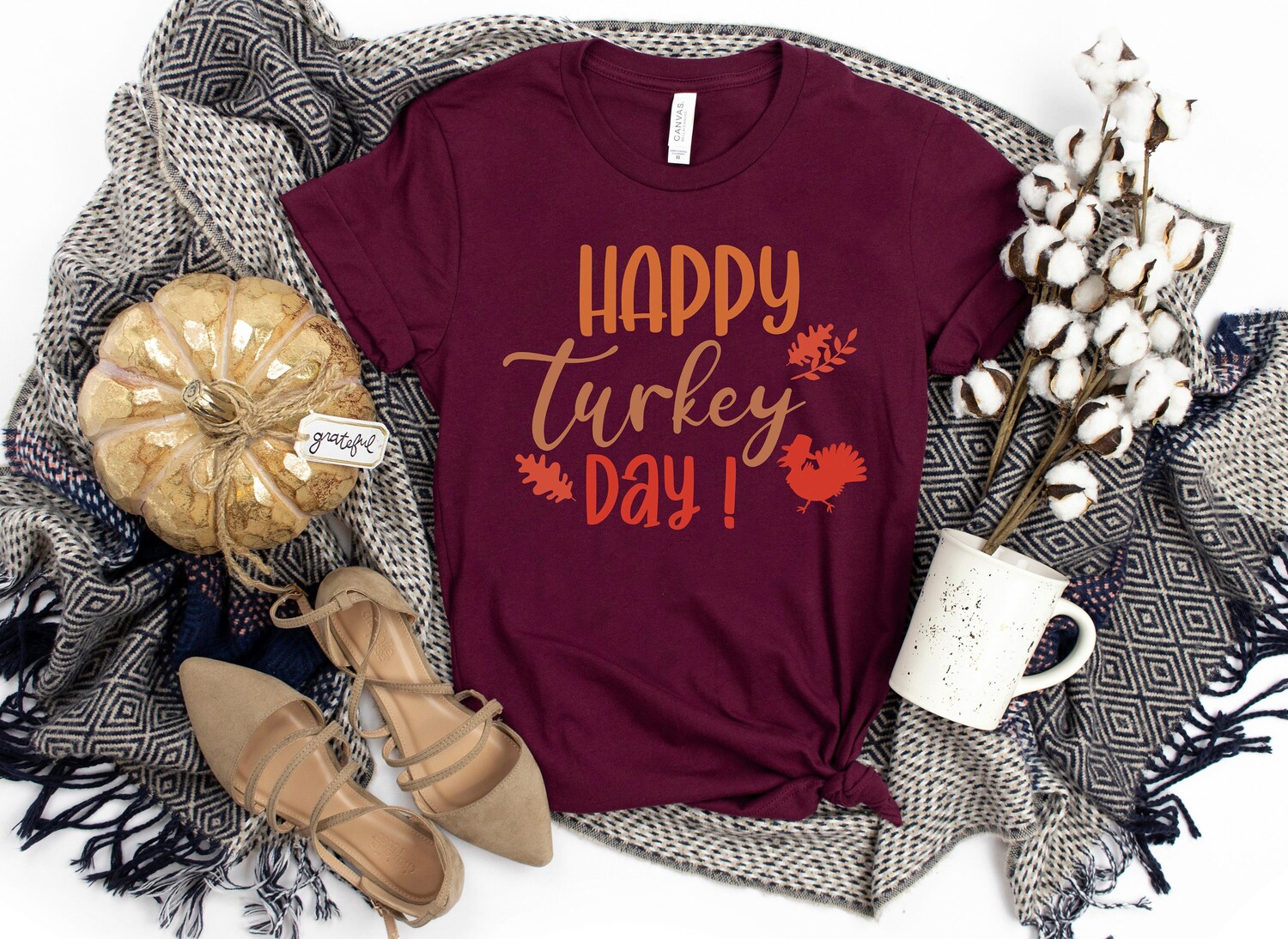 Happy Turkey Day Thanksgiving Shirt - Funny Family T-Shirts - Perfect Thanksgiving Gift image 0