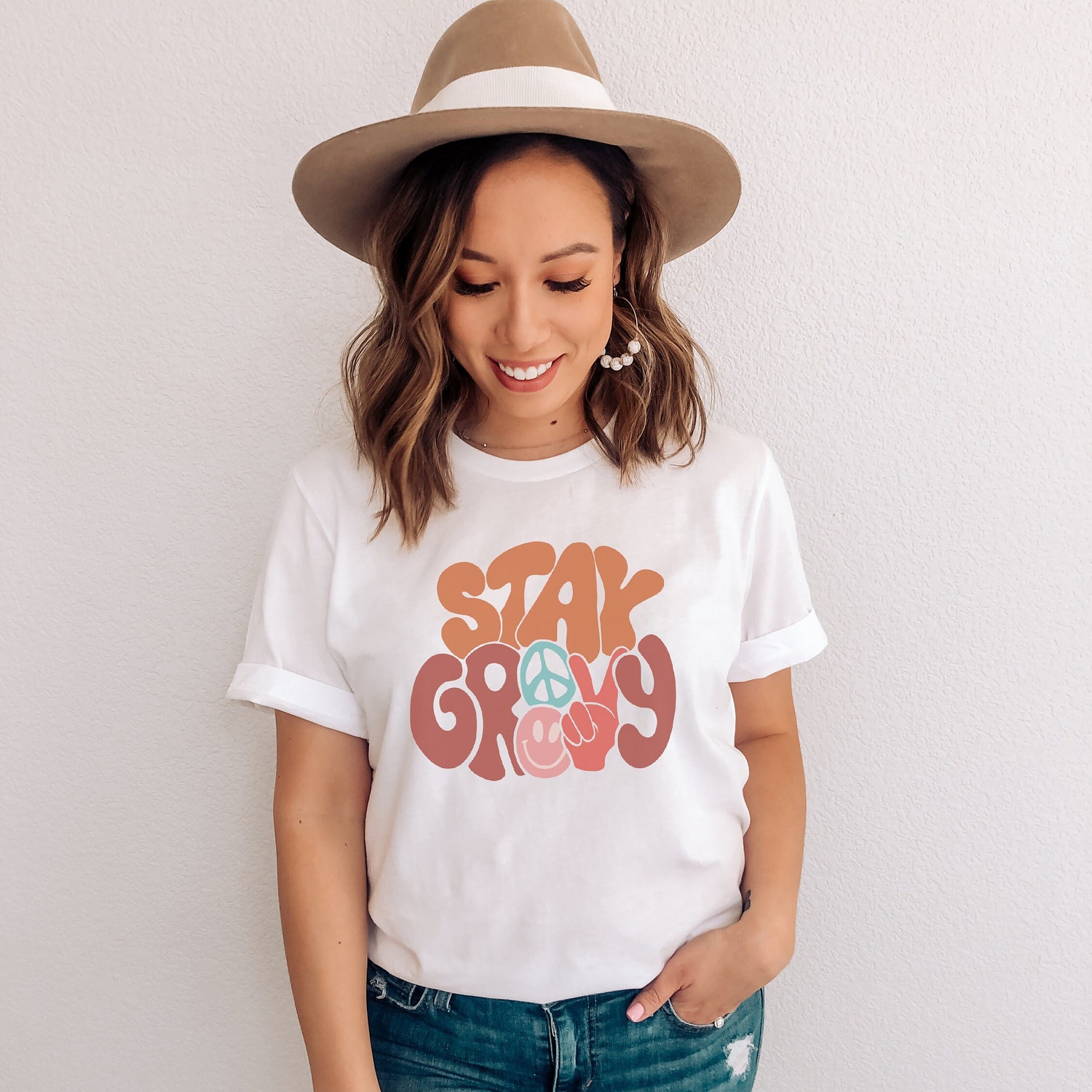 Stay Groovy Hippie Shirt Retro 70s Disco T-Shirt Vintage Boho Positive Vibes Tee for Women image 3