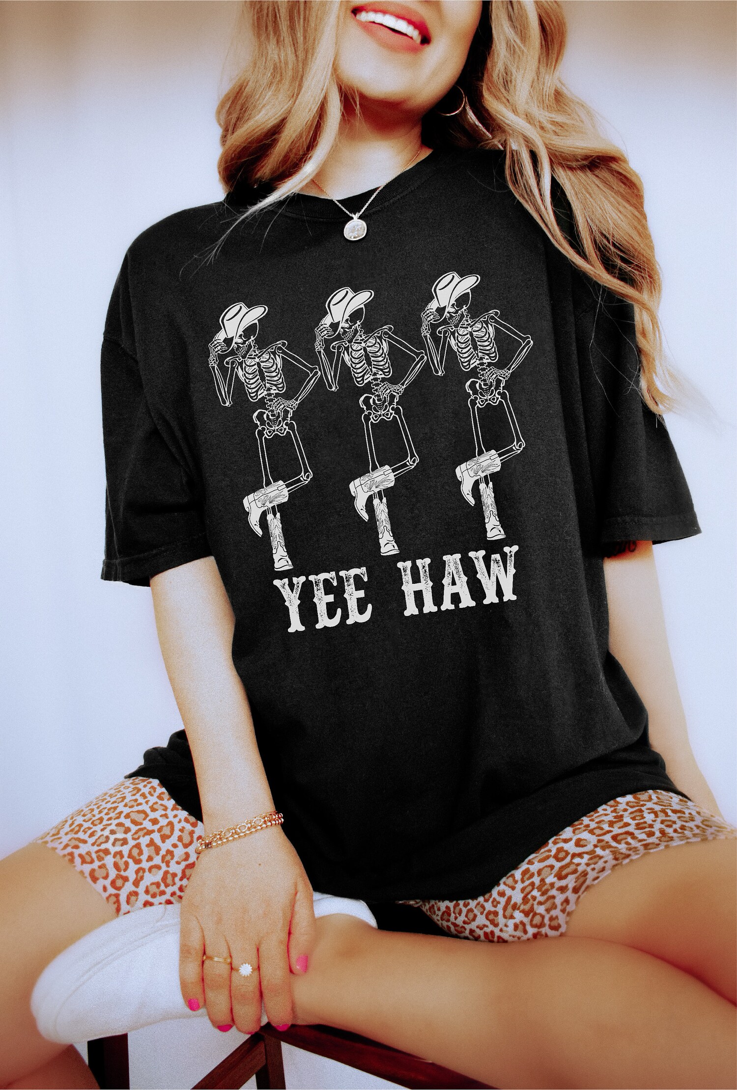 Dancing Skeleton Cowboy Tee | YeeHaw Howdy Shirt | Country Western Boho Cowgirl T-Shirt image 6