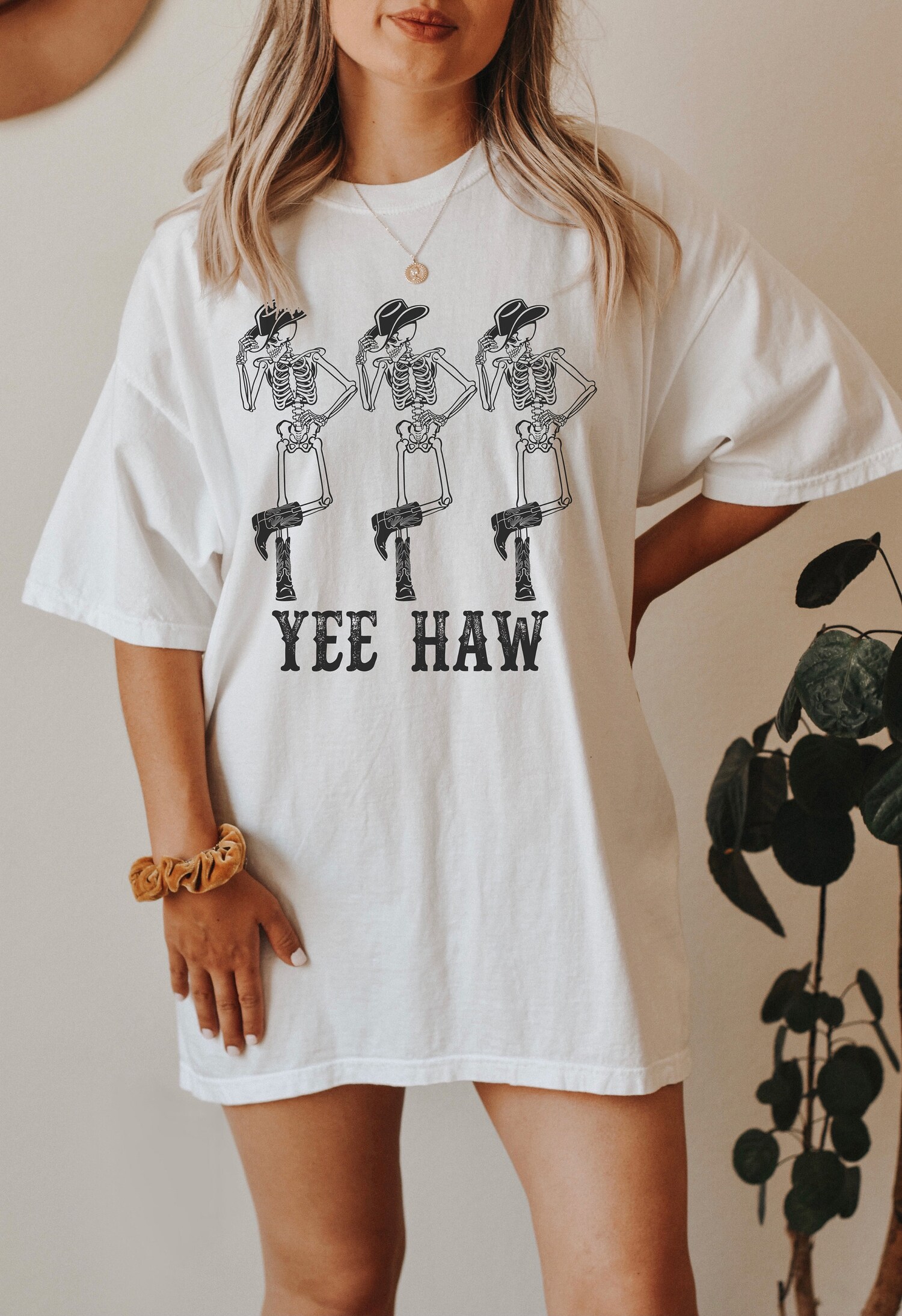 Dancing Skeleton Cowboy Tee | YeeHaw Howdy Shirt | Country Western Boho Cowgirl T-Shirt image 1