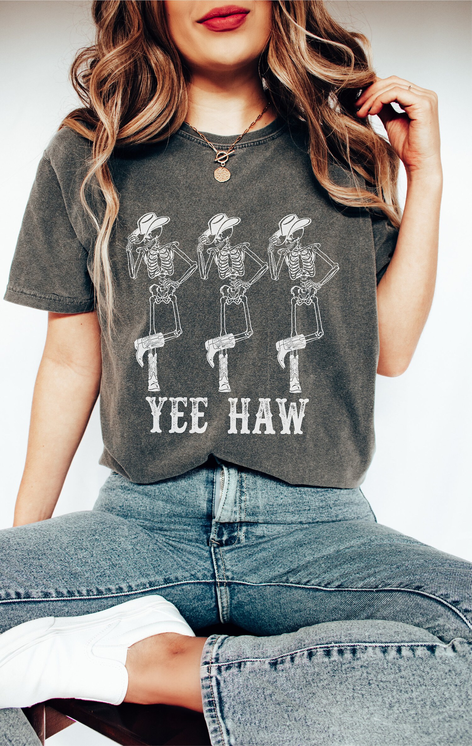 Dancing Skeleton Cowboy Tee | YeeHaw Howdy Shirt | Country Western Boho Cowgirl T-Shirt image 5