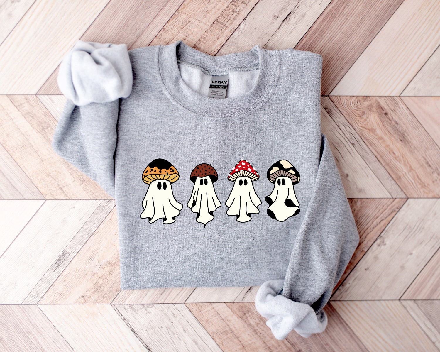 Ghost Halloween Sweatshirt | Magic Mushroom Fall Shirt | Spooky Season Funny Shirt image 1