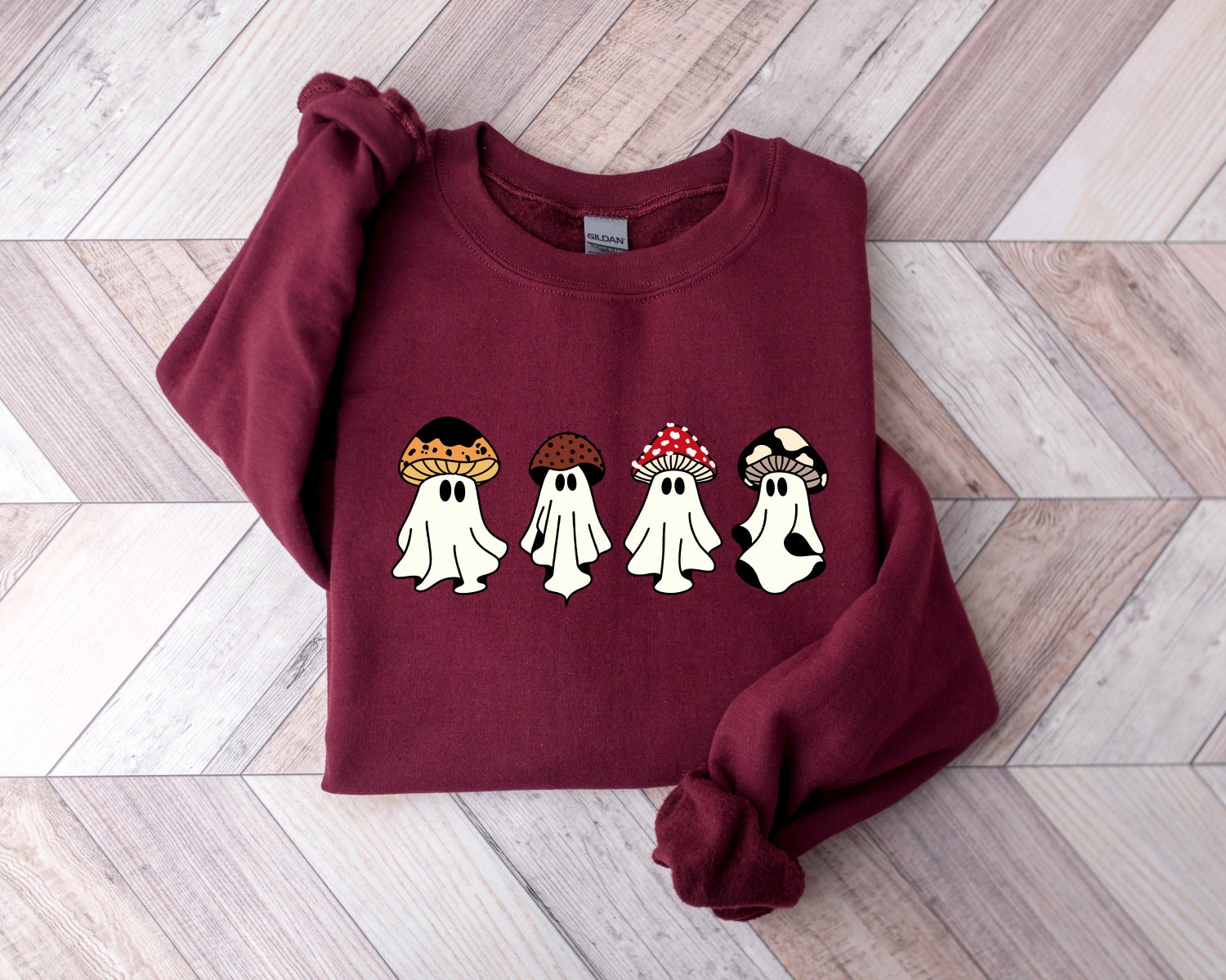 Ghost Halloween Sweatshirt | Magic Mushroom Fall Shirt | Spooky Season Funny Shirt image 0