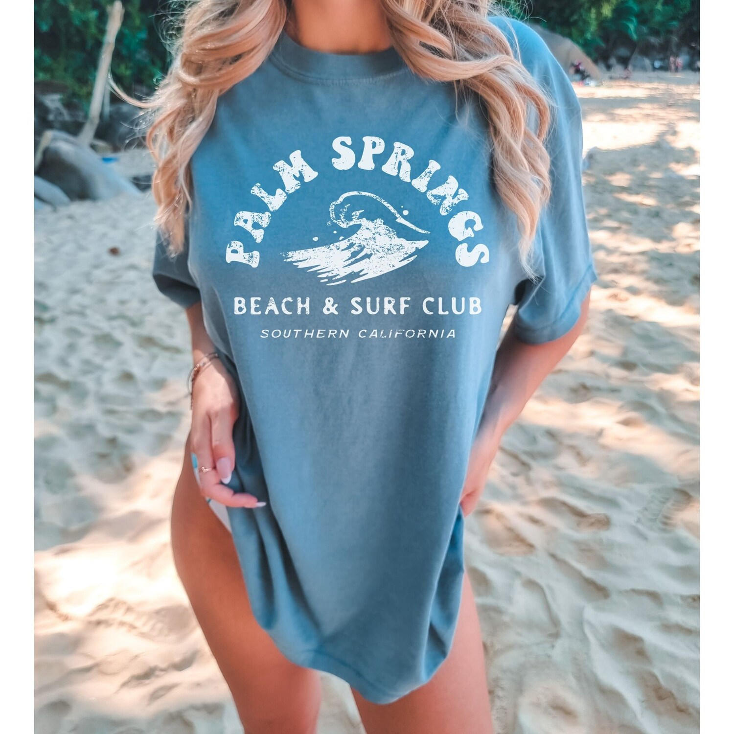 Palm Springs Beach T-Shirt | Trendy Oversized Summer Tee | VSCO Y2K Coconut Girl Style image 2