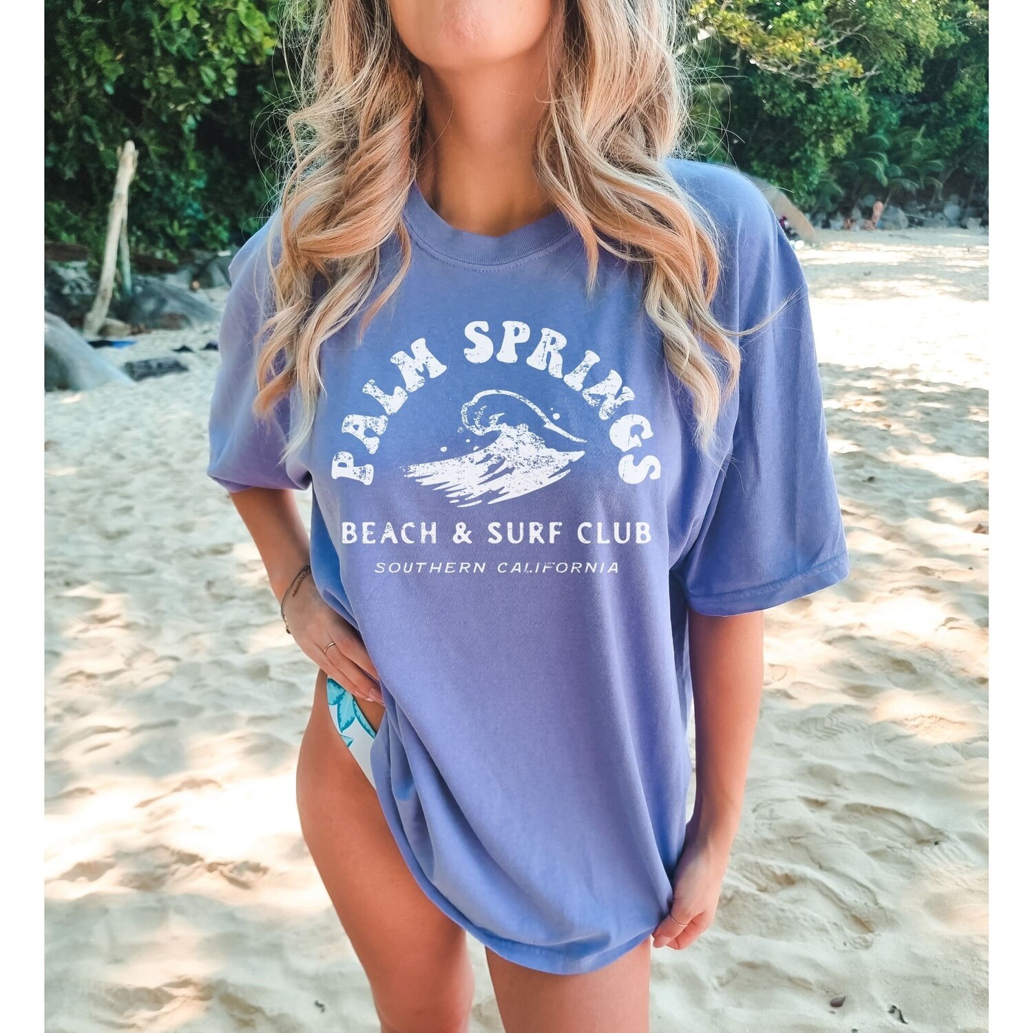 Palm Springs Beach T-Shirt | Trendy Oversized Summer Tee | VSCO Y2K Coconut Girl Style image 1