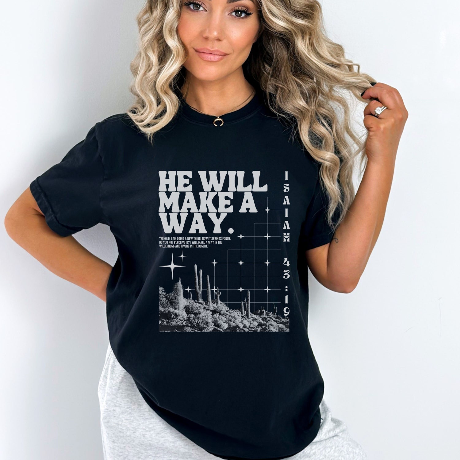 Boho Christian Shirt | Bible Verse Isaiah Tee | Vintage Faith Graphic T-Shirt image 3