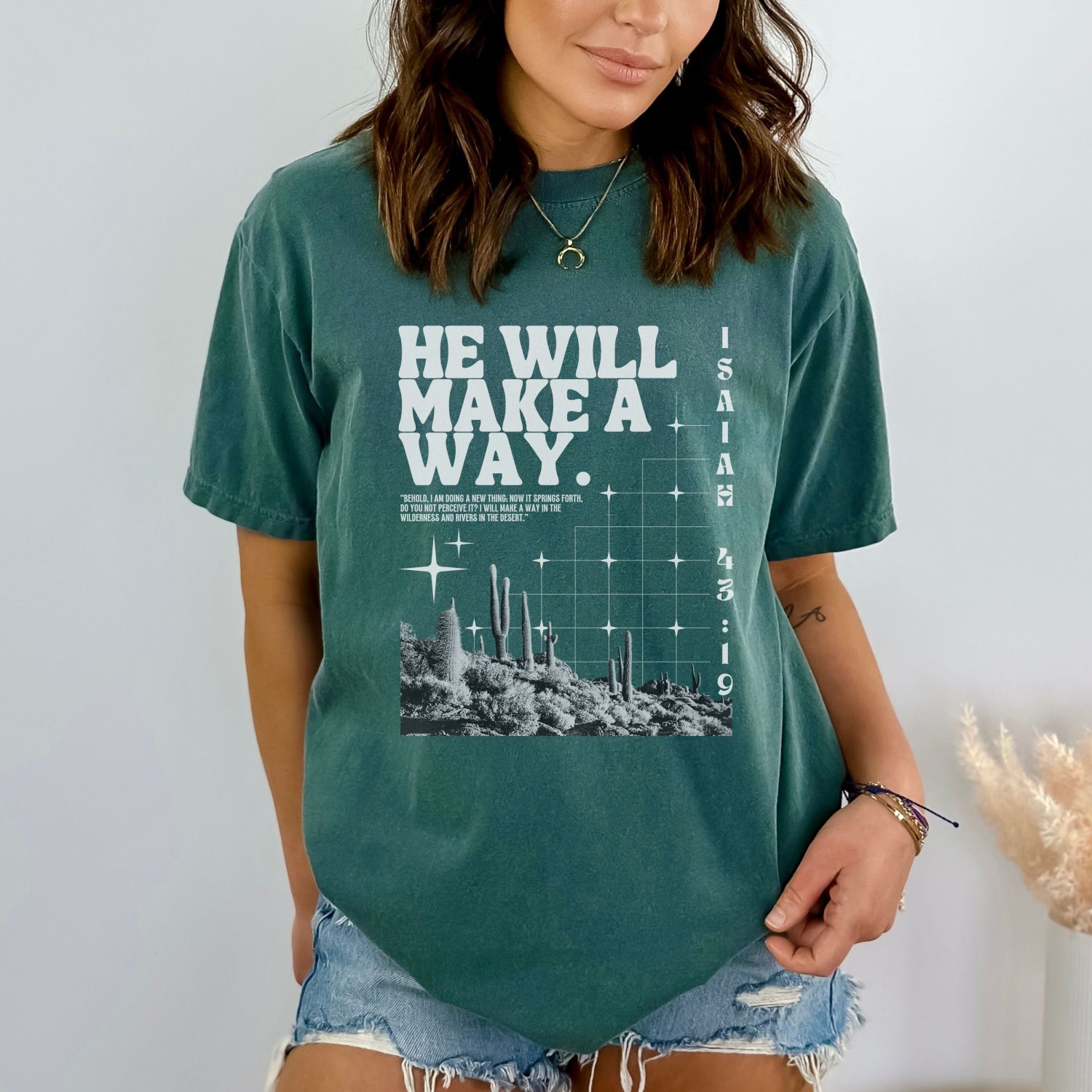 Boho Christian Shirt | Bible Verse Isaiah Tee | Vintage Faith Graphic T-Shirt image 4