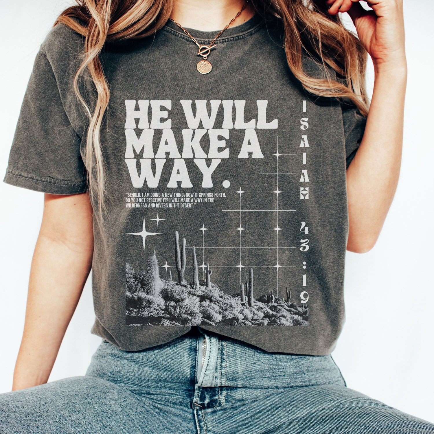 Boho Christian Shirt | Bible Verse Isaiah Tee | Vintage Faith Graphic T-Shirt image 1