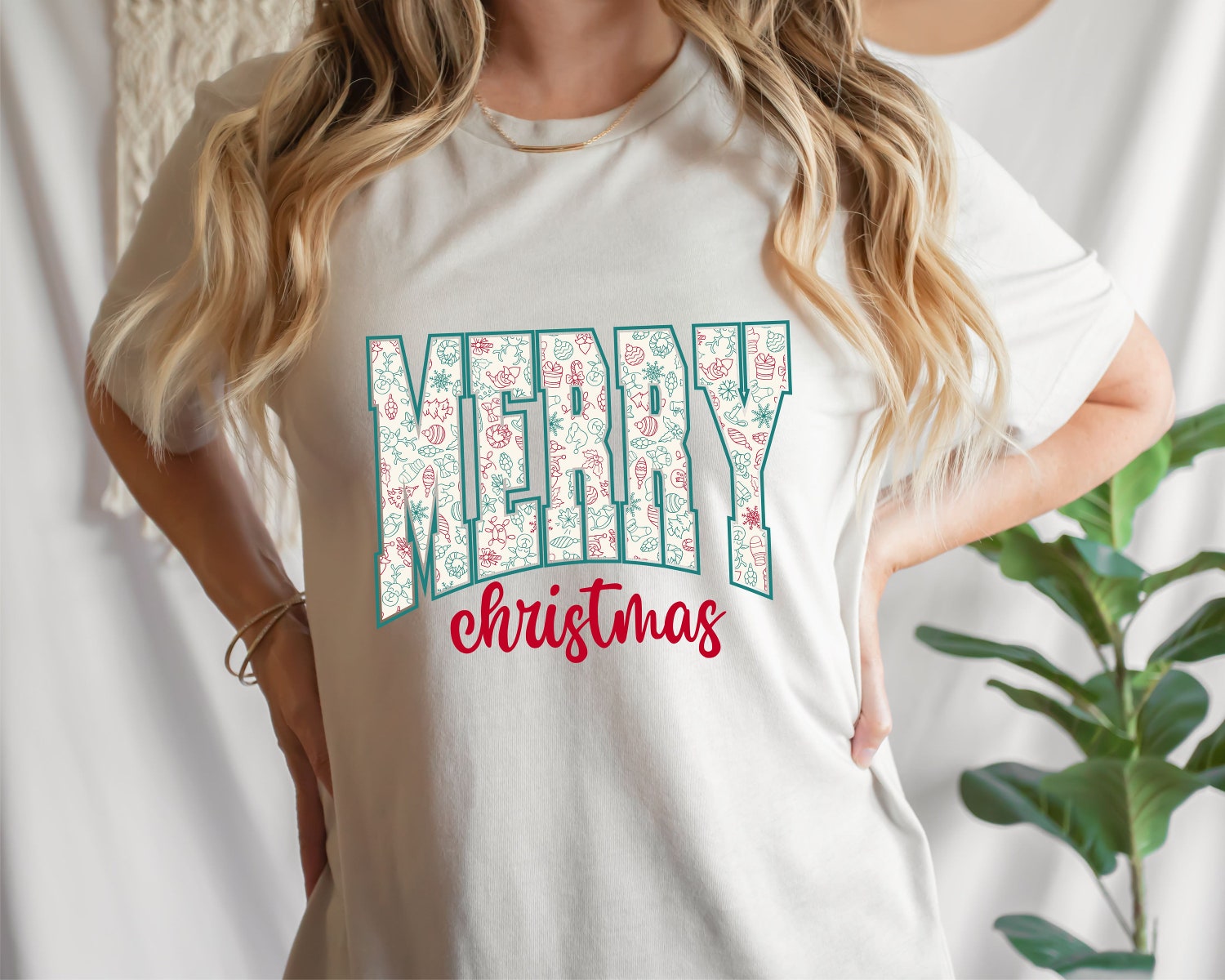 Merry Christmas Varsity Shirt Retro Christmas Tee image 1