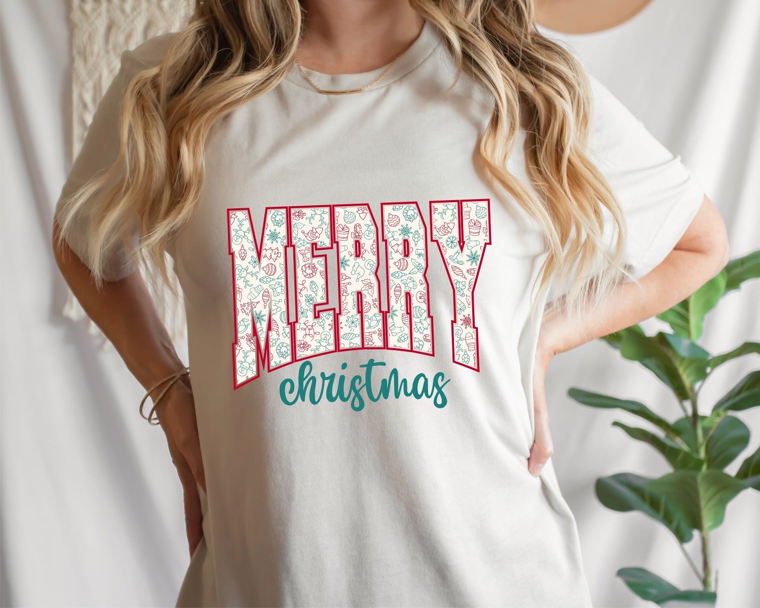 Merry Christmas Varsity Shirt Retro Christmas Tee image 2