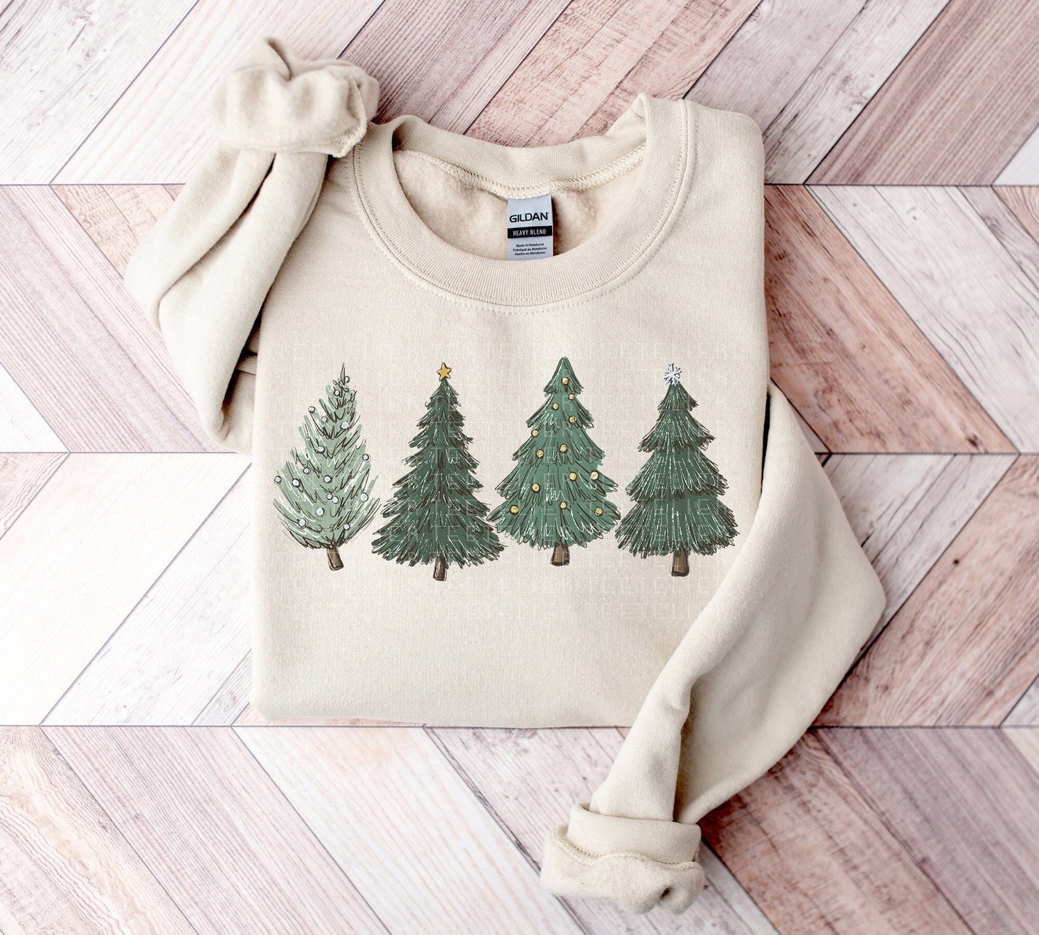 Christmas Sweatshirt for Women - Holiday Crewneck Pullover with Christmas Tree - Matching Family Outfits image 0