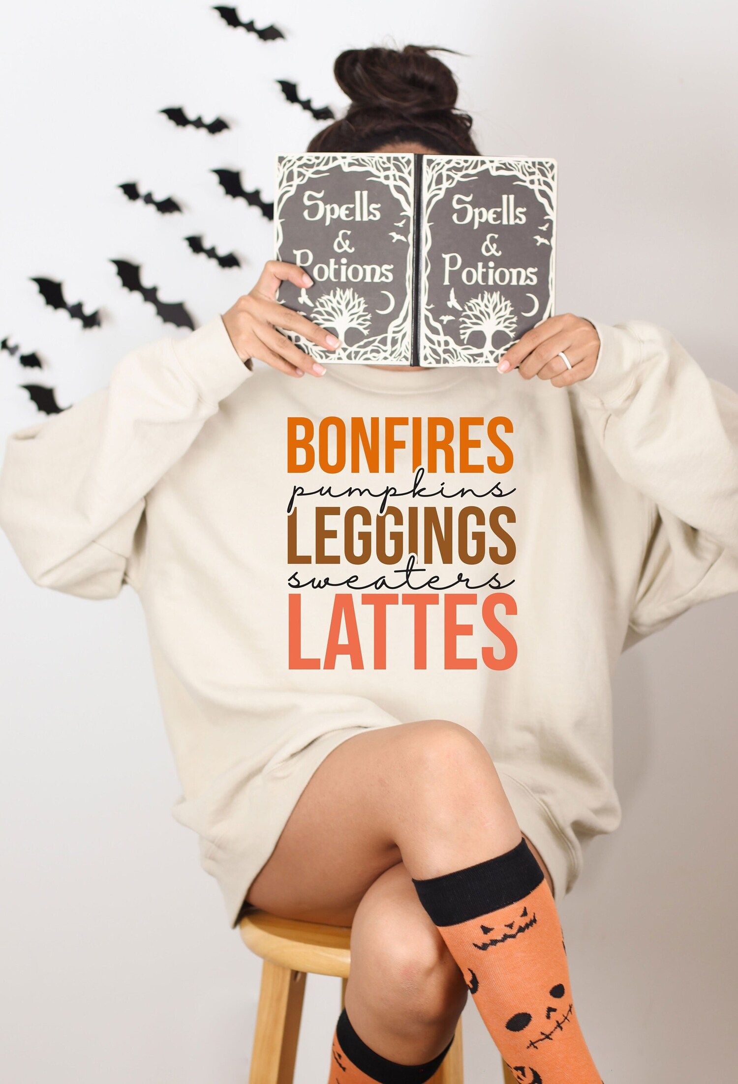 Bonfires Pumpkins Lattes Fall Sweatshirt Thanksgiving Autumn Sweater Hello Autumn Shirt Gift image 6