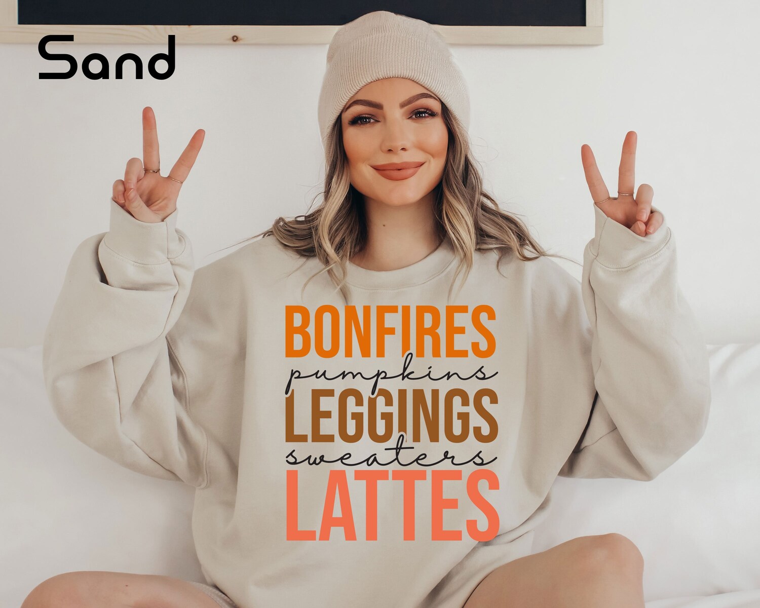 Bonfires Pumpkins Lattes Fall Sweatshirt Thanksgiving Autumn Sweater Hello Autumn Shirt Gift image 3