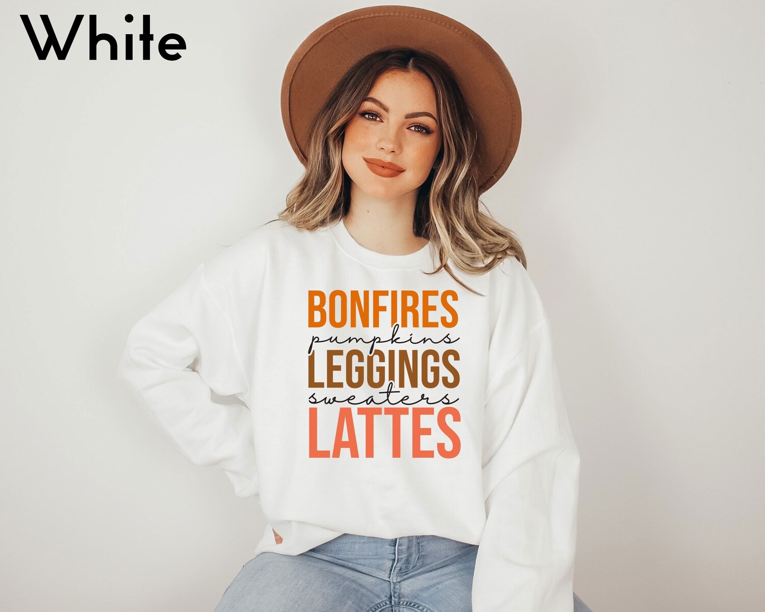 Bonfires Pumpkins Lattes Fall Sweatshirt Thanksgiving Autumn Sweater Hello Autumn Shirt Gift image 2