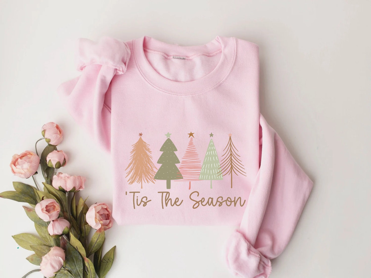 Merry and Bright Trees Women's Christmas Shirt | Cute Holiday Tee | Chic Winter Gift | Christmas Tree Top image 5