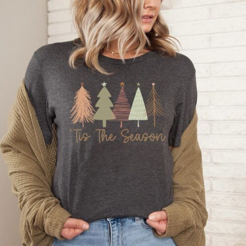 Merry and Bright Trees Women's Christmas Shirt | Cute Holiday Tee | Chic Winter Gift | Christmas Tree Top image 0