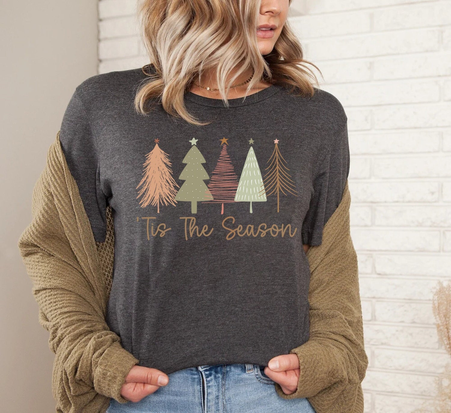 Merry and Bright Trees Women's Christmas Shirt | Cute Holiday Tee | Chic Winter Gift | Christmas Tree Top image 0