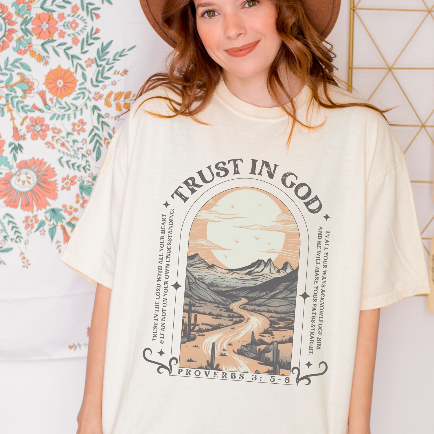 Christian Shirts Trust in the Lord Proverbs Scripture Tees Jesus Apparel Boho image 1