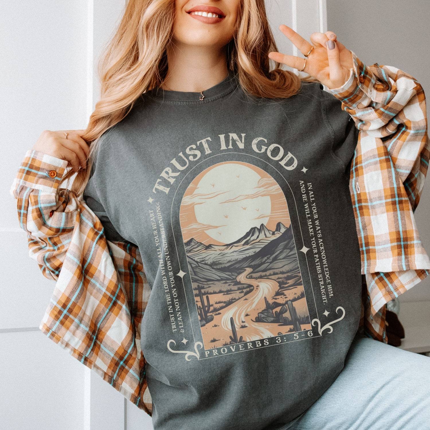 Christian Shirts Trust in the Lord Proverbs Scripture Tees Jesus Apparel Boho image 5