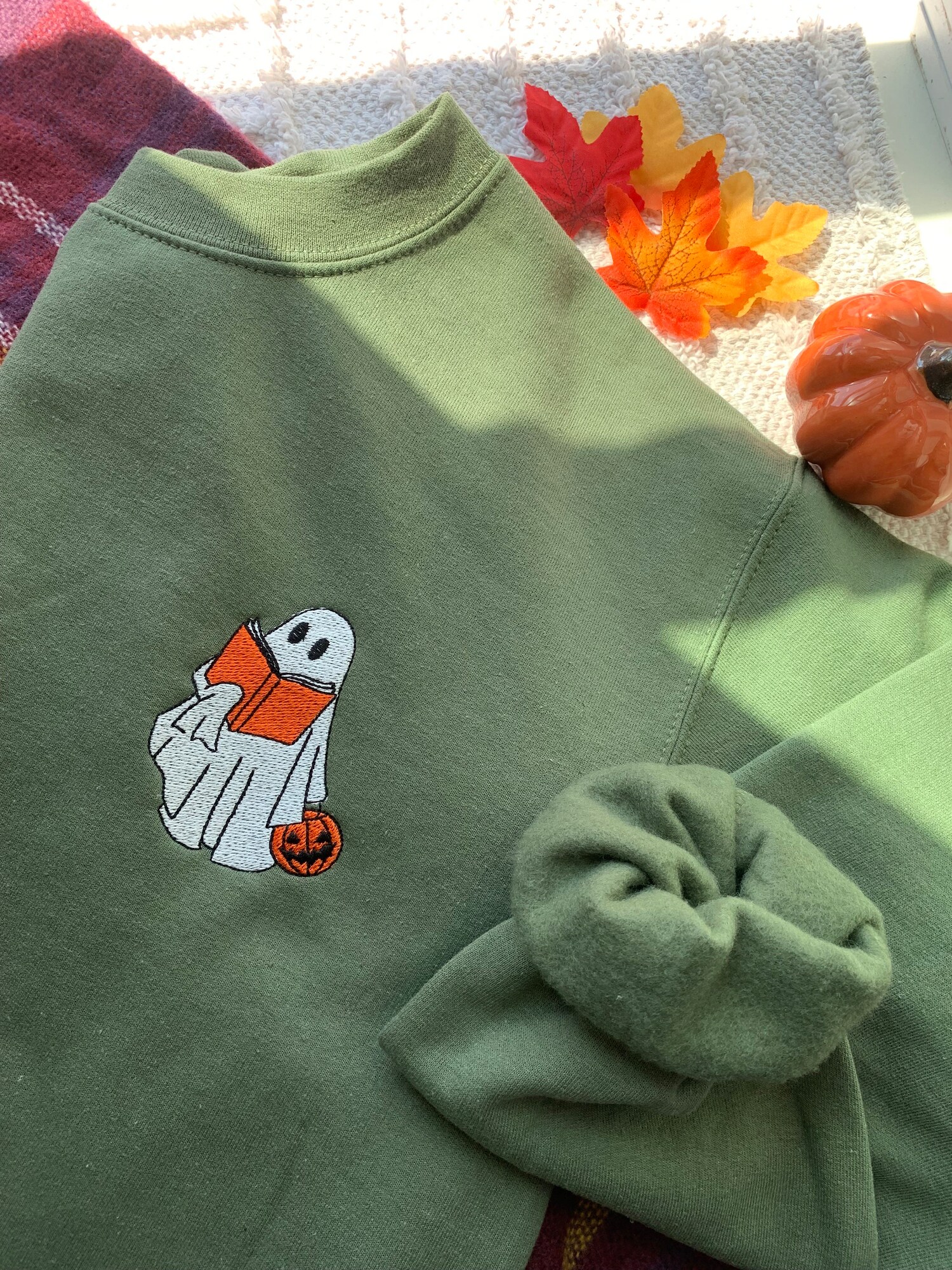 Halloween Ghost Book Lover Sweatshirt - Bookish Crewneck for Readers image 6