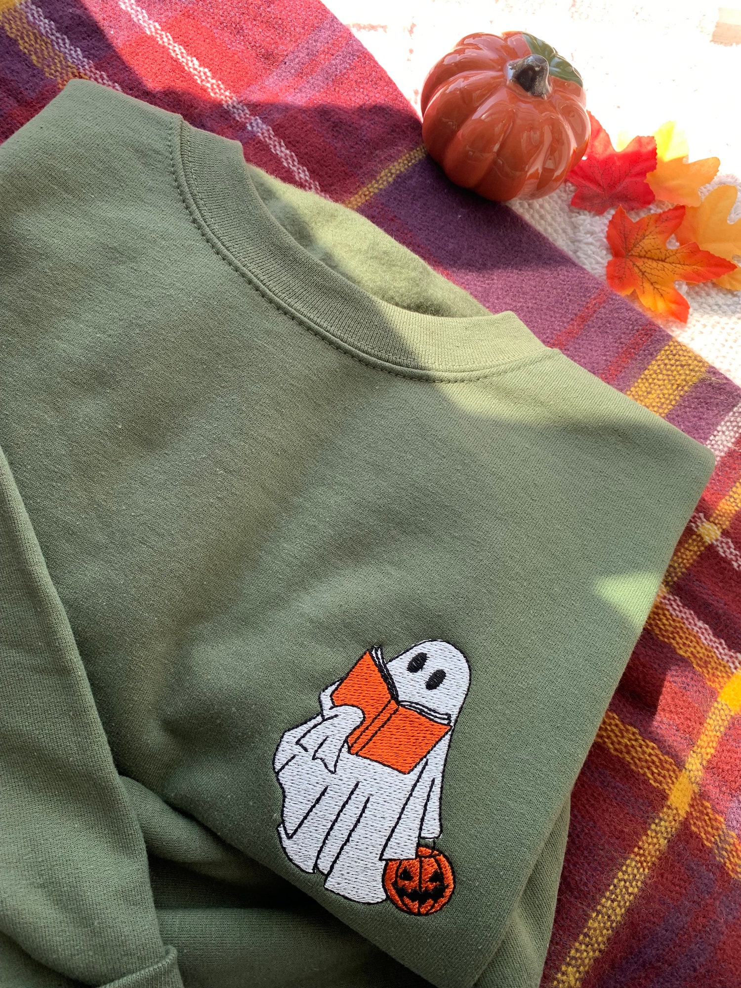 Halloween Ghost Book Lover Sweatshirt - Bookish Crewneck for Readers image 5