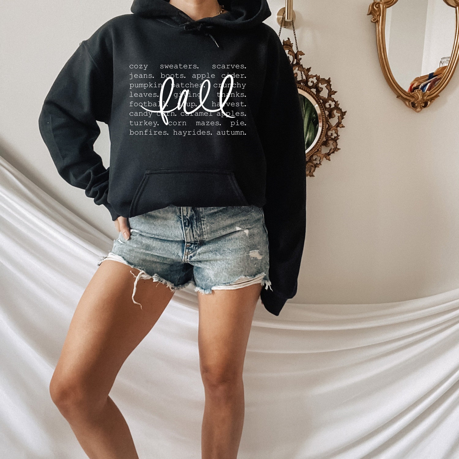 Women's Fall Words Sweatshirt | Hello Fall Crewneck | Autumn Graphic Hoodie | Cozy Fall Apparel image 4