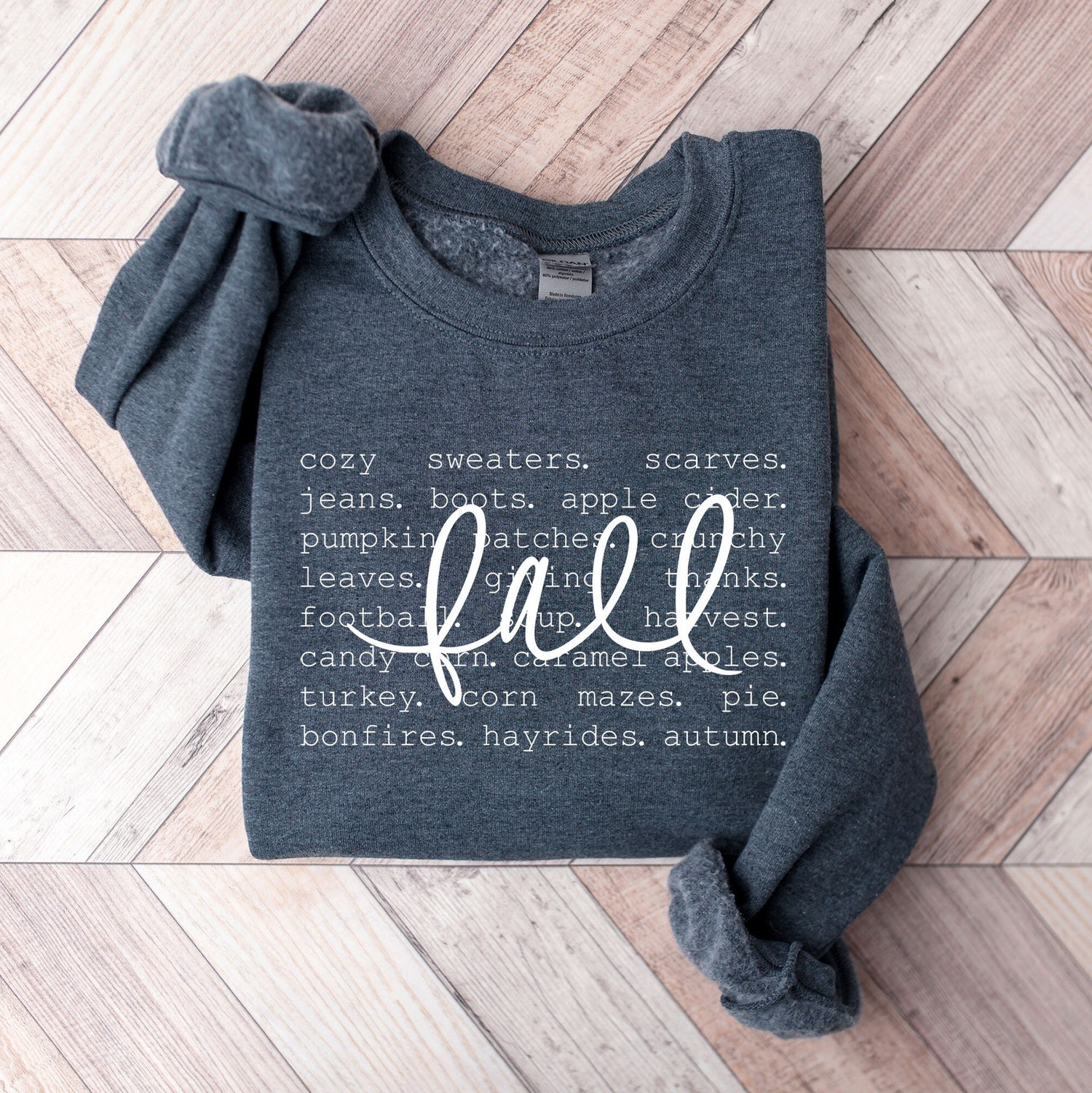 Women's Fall Words Sweatshirt | Hello Fall Crewneck | Autumn Graphic Hoodie | Cozy Fall Apparel image 2