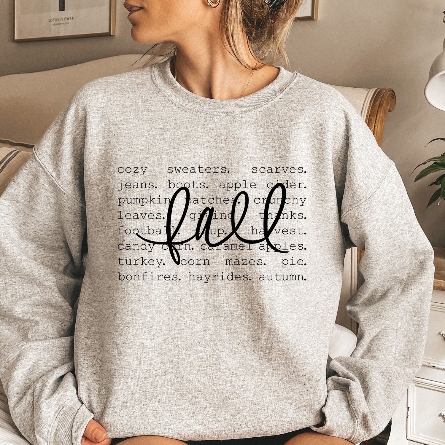 Women's Fall Words Sweatshirt | Hello Fall Crewneck | Autumn Graphic Hoodie | Cozy Fall Apparel image 5