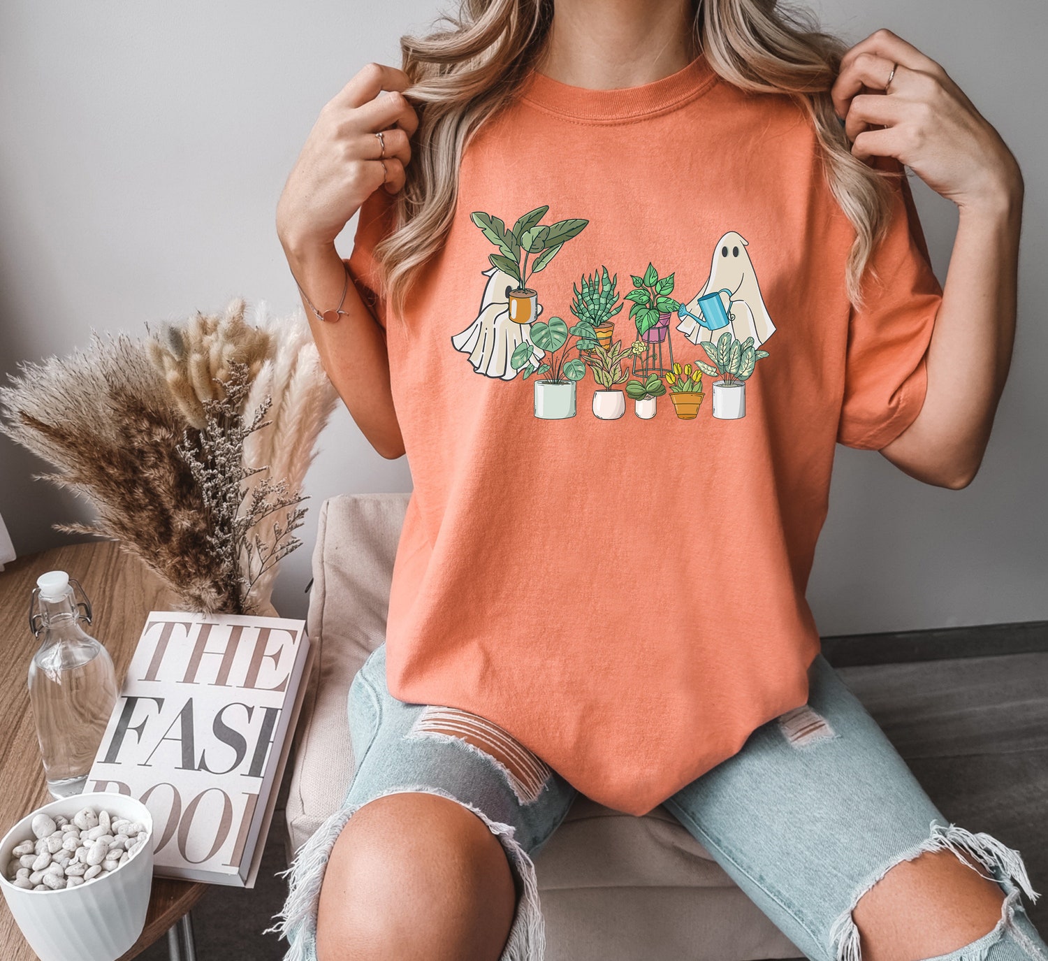 Cute Ghost Halloween Shirt for Plant Lovers - Funny Mom Gift T-Shirt image 2