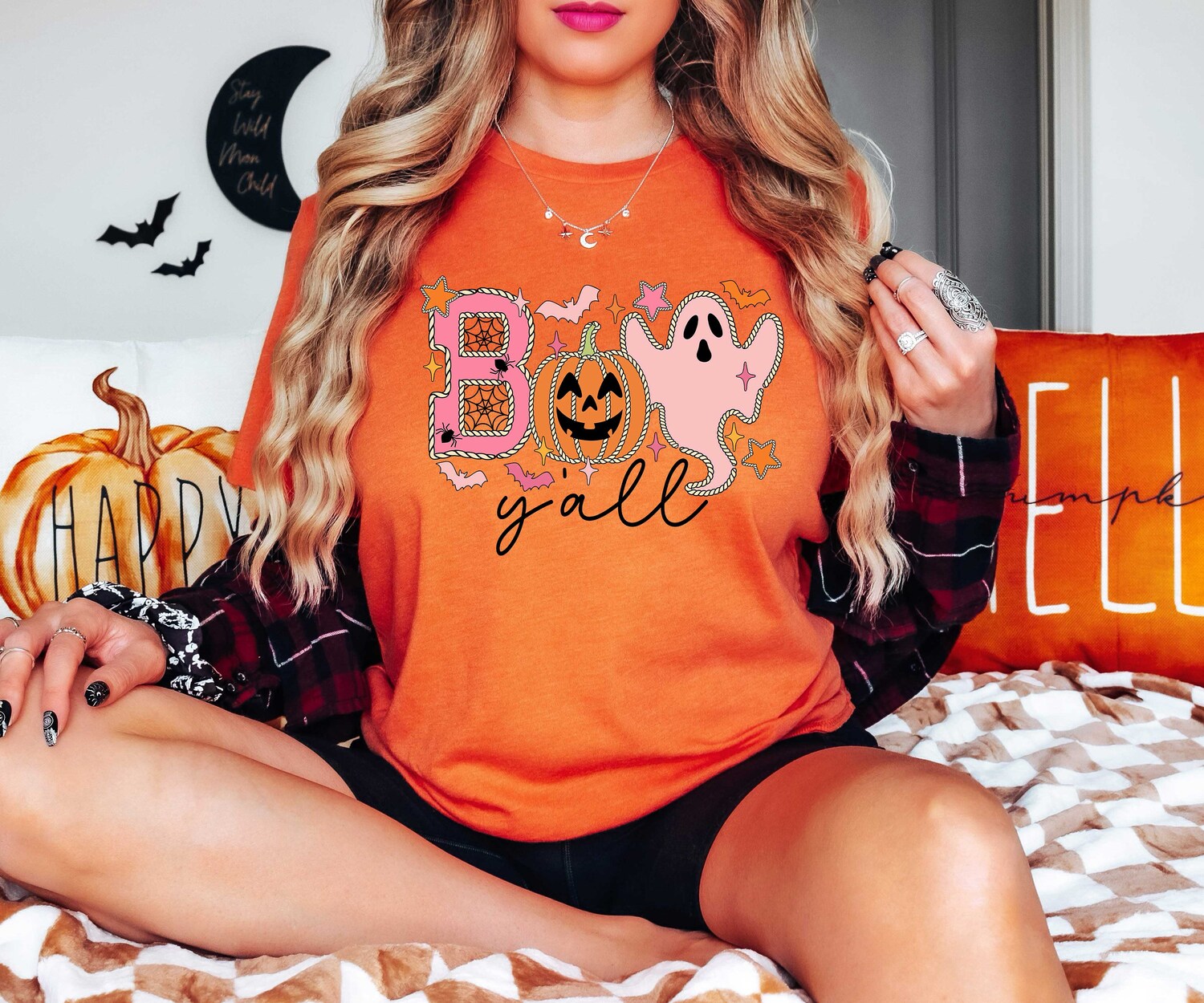 Boo Y'all Halloween Women Sweatshirt Comfort Colors Shirt Spooky Matching Tee Halloween Gift image 1