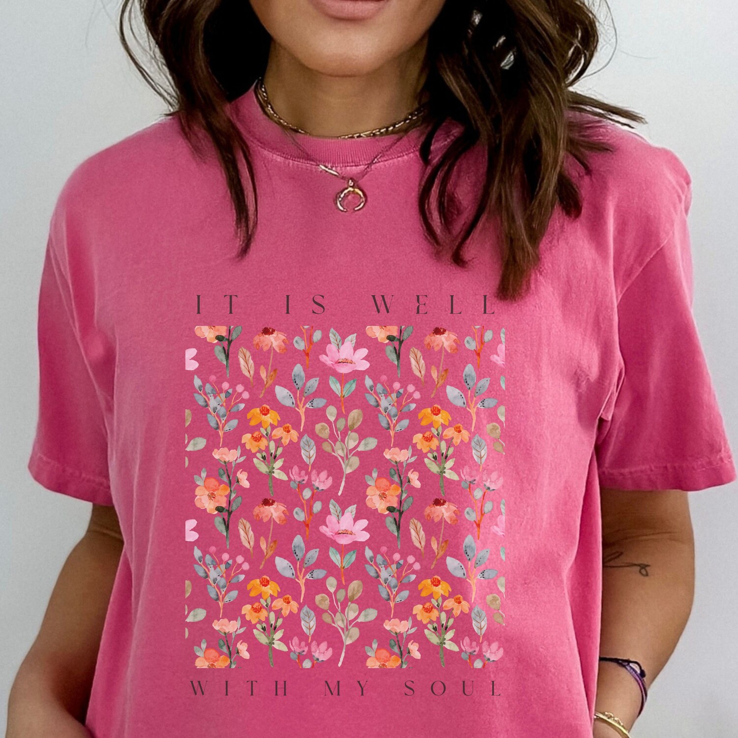 Christian T-Shirt It is Well With My Soul Vintage Floral Jesus Apparel Gifts image 6