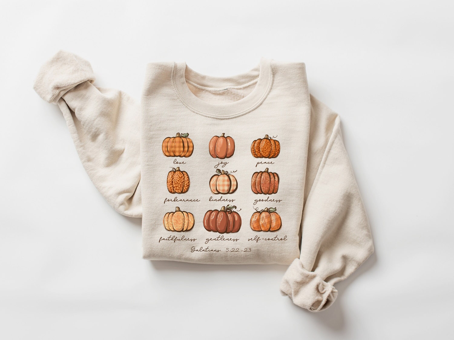 Buffalo Plaid Pumpkin Shirt - Christian Halloween Sweatshirt with Bible Verse - Fall Jesus Sweater image 0