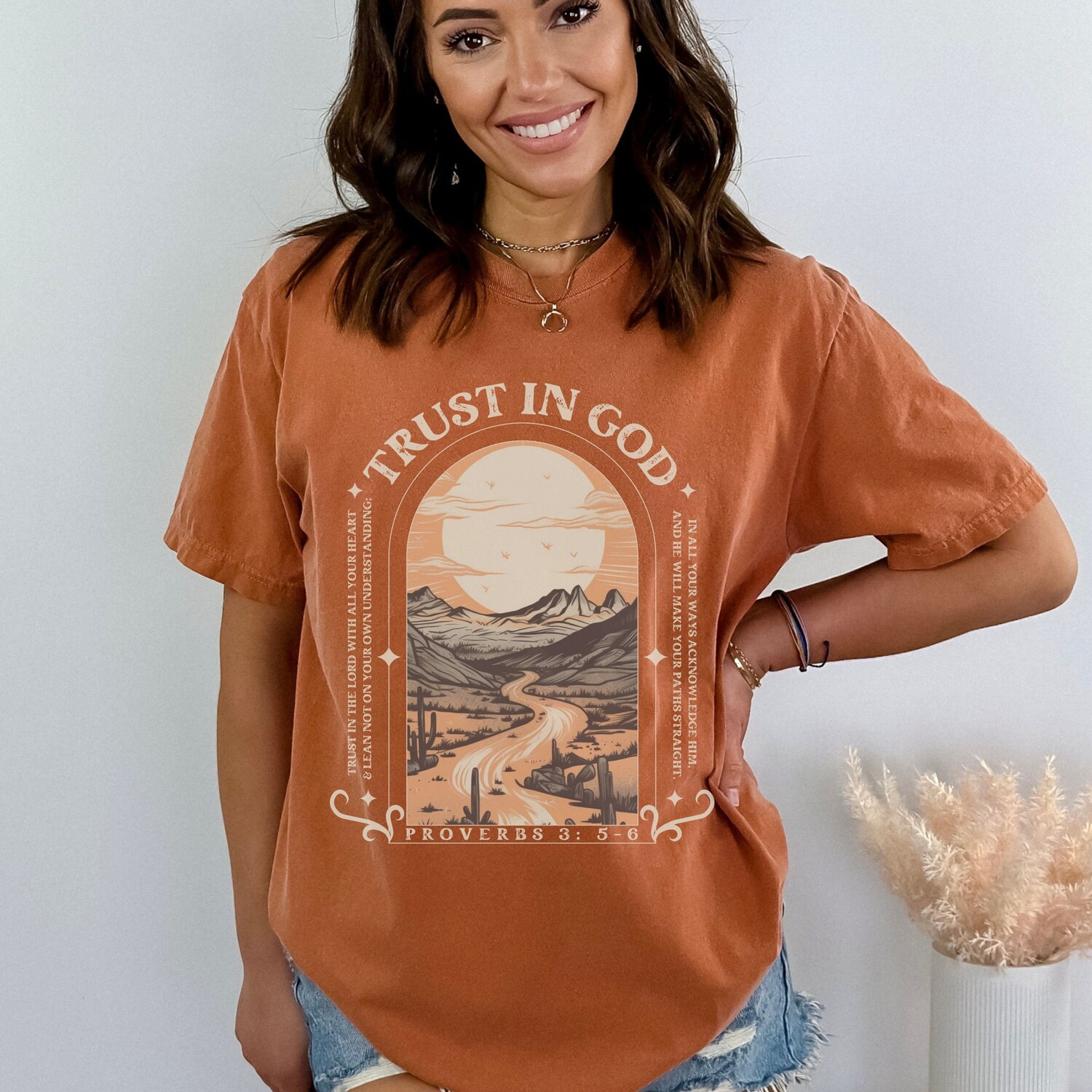 Christian Shirts Trust in the Lord Proverbs Scripture Tees Jesus Apparel Boho image 3