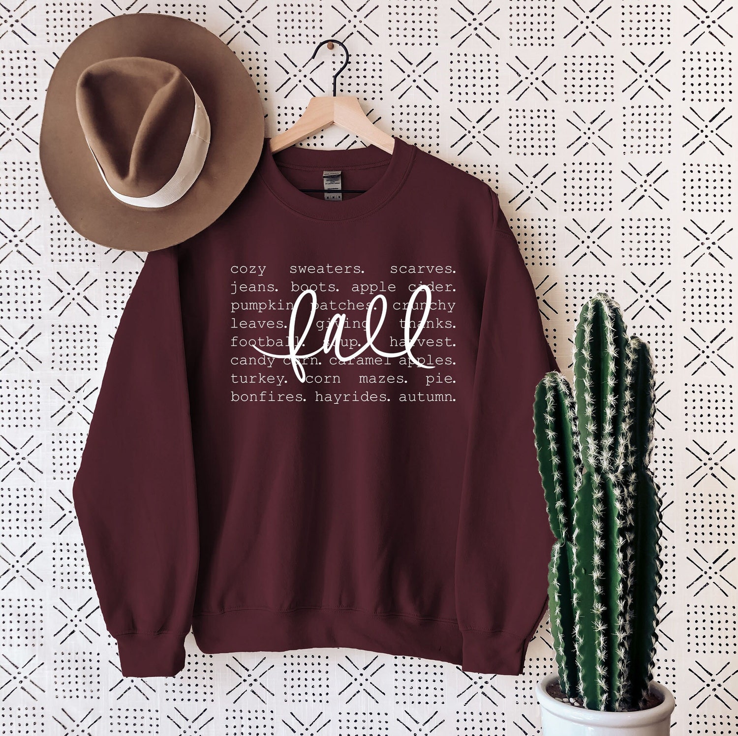 Women's Fall Words Sweatshirt | Hello Fall Crewneck | Autumn Graphic Hoodie | Cozy Fall Apparel image 1