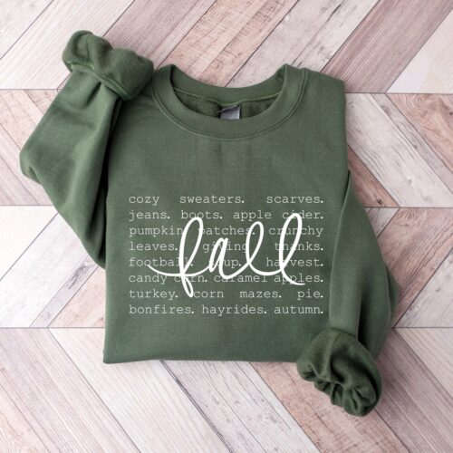 Women's Fall Words Sweatshirt | Hello Fall Crewneck | Autumn Graphic Hoodie | Cozy Fall Apparel image 0