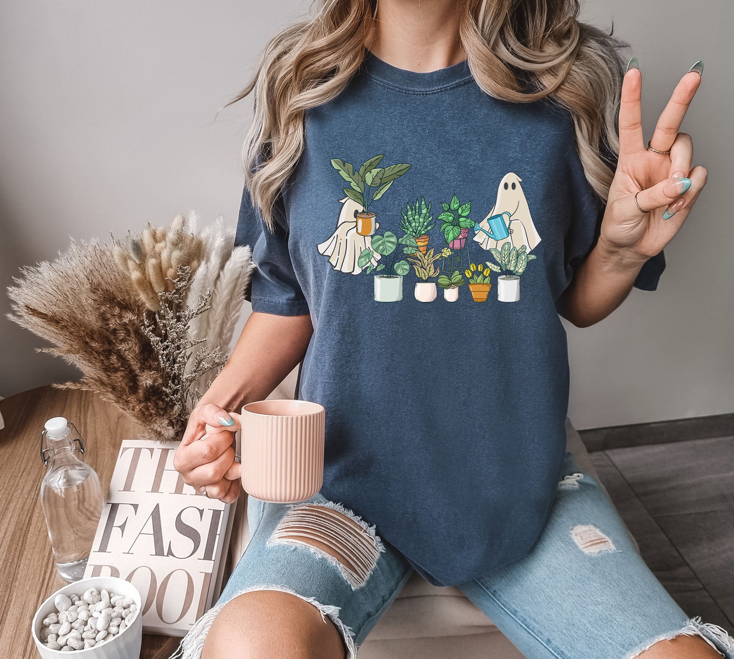 Cute Ghost Halloween Shirt for Plant Lovers - Funny Mom Gift T-Shirt image 0