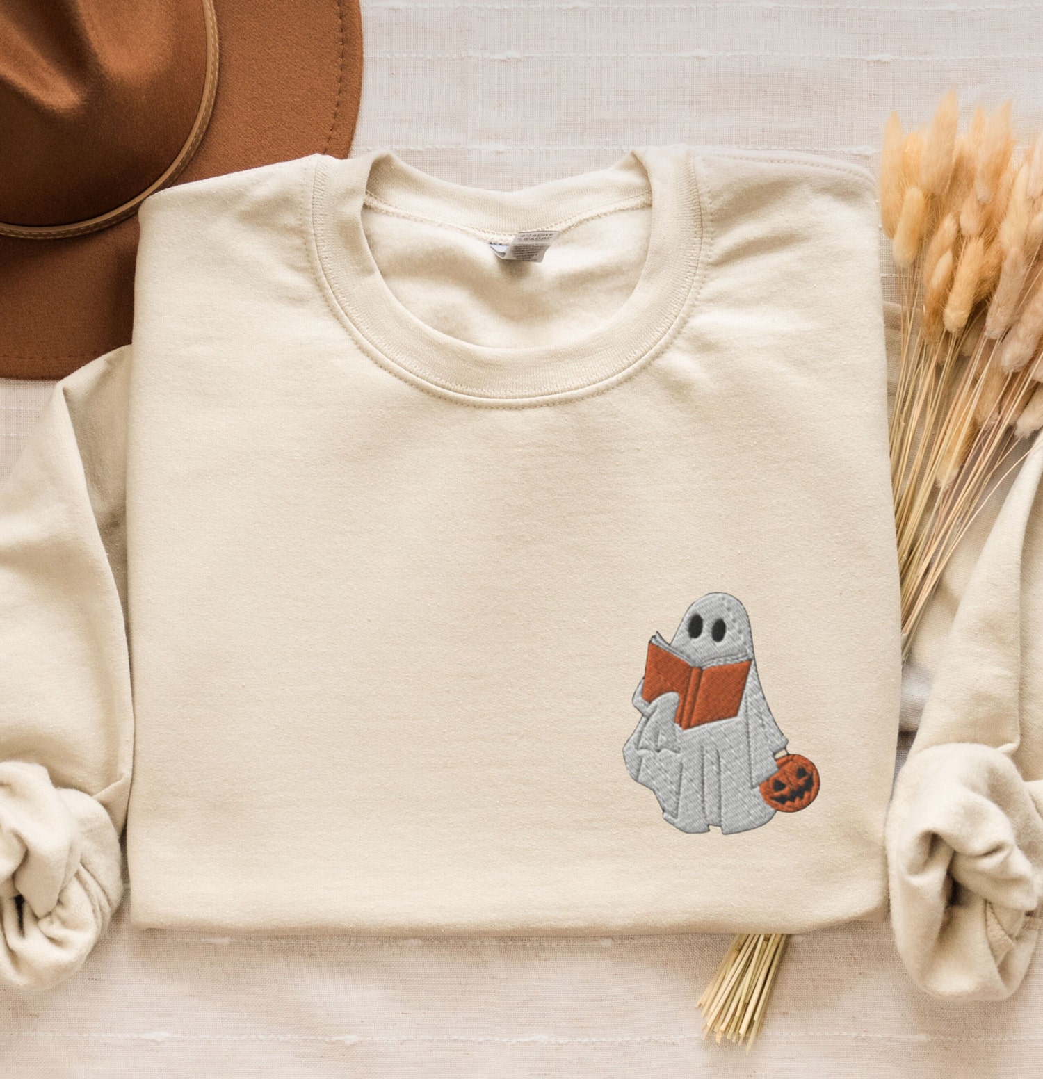 Ghost Reading Sweatshirt - Halloween Book Lover Shirt - Cute Ghost image 2