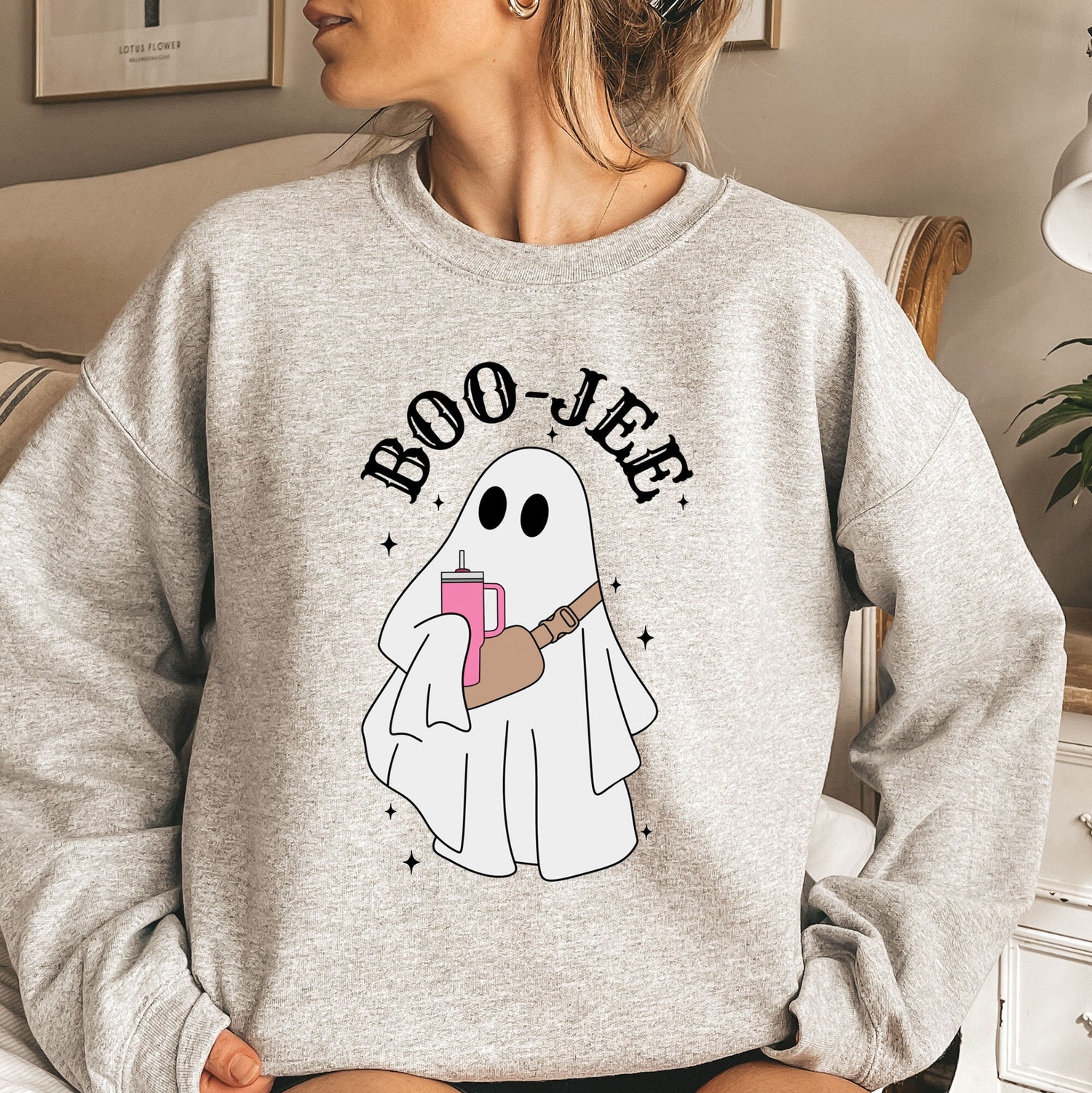 Boo Jee Ghost Sweatshirt - Halloween Crewneck Cute Spooky Ghost Hoodie Spooky Season Shirt image 6