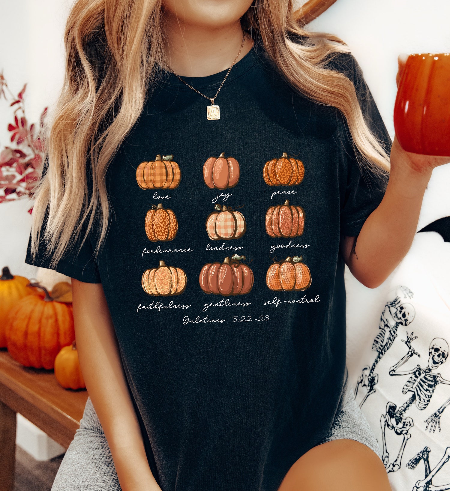 Buffalo Plaid Pumpkin Shirt - Christian Halloween Sweatshirt with Bible Verse - Fall Jesus Sweater image 3