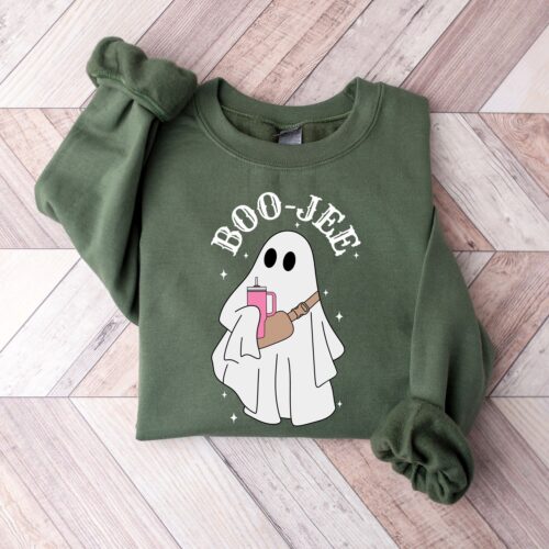 Boo Jee Ghost Sweatshirt - Halloween Crewneck Cute Spooky Ghost Hoodie Spooky Season Shirt image 0