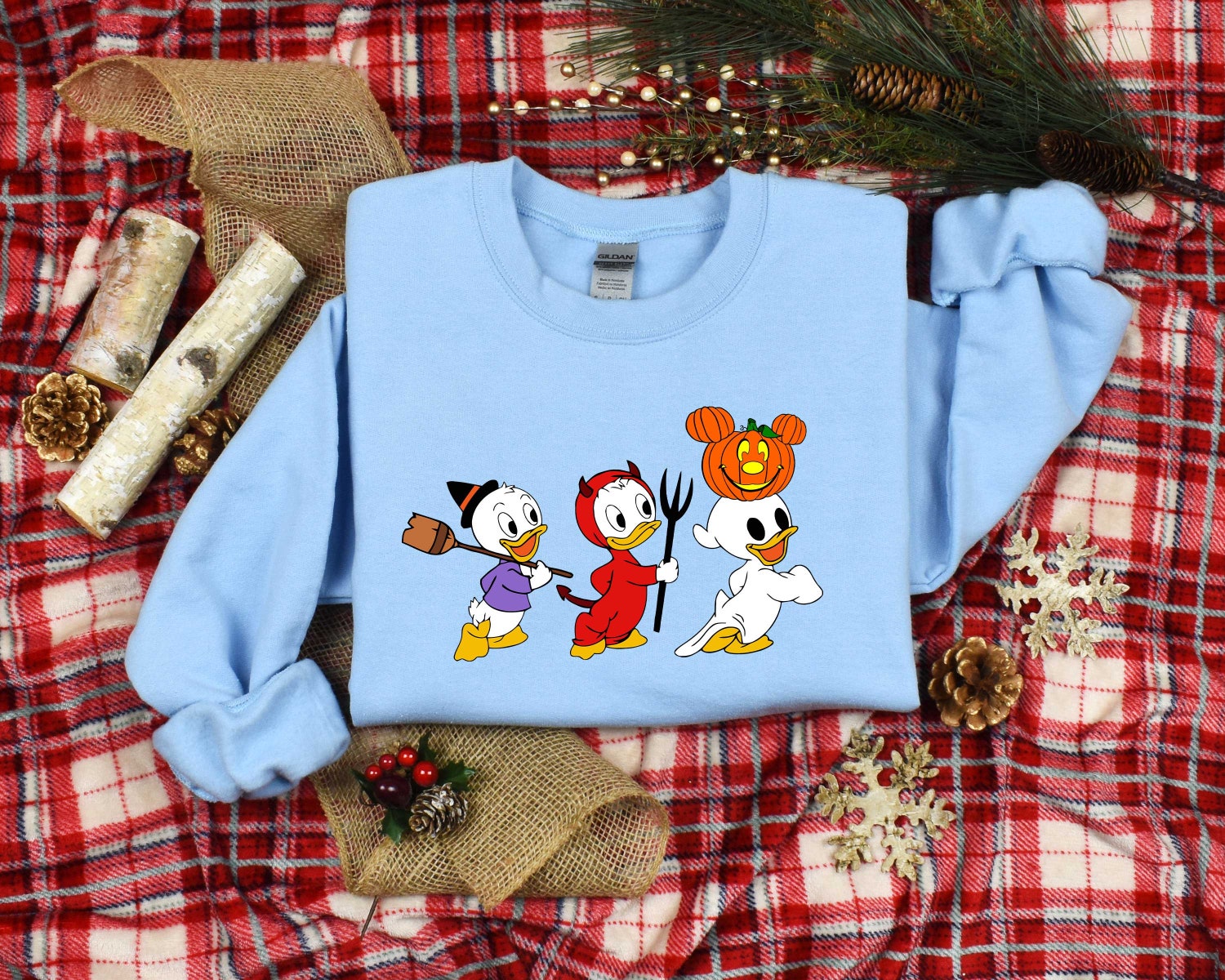 90s Retro Halloween Ducks Sweatshirt Spooky Cartoon Halloween Shirt Duck Sweater for Halloween image 3