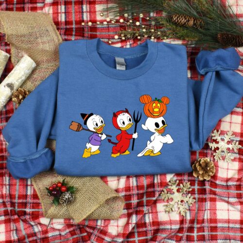 90s Retro Halloween Ducks Sweatshirt Spooky Cartoon Halloween Shirt Duck Sweater for Halloween image 0