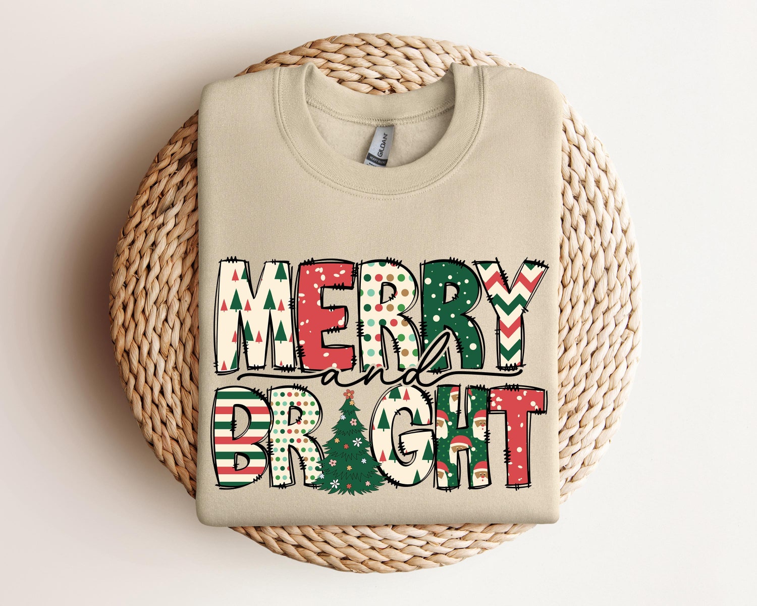 Merry and Bright Christmas Sweatshirt for Women - Family Holiday Sweatshirt image 1