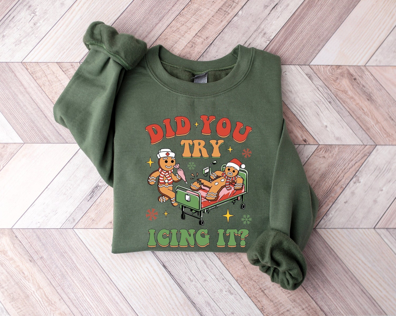 Did You Try Icing It Sweatshirt | Funny School Nurse Christmas Sweater | PICU ICU Nurse Xmas Tee image 0