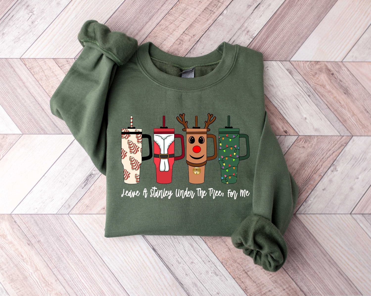 Retro Funny Christmas Hoodie Sweatshirt - Leave A Stanley Under The Tree - Holiday Gift Idea image 3